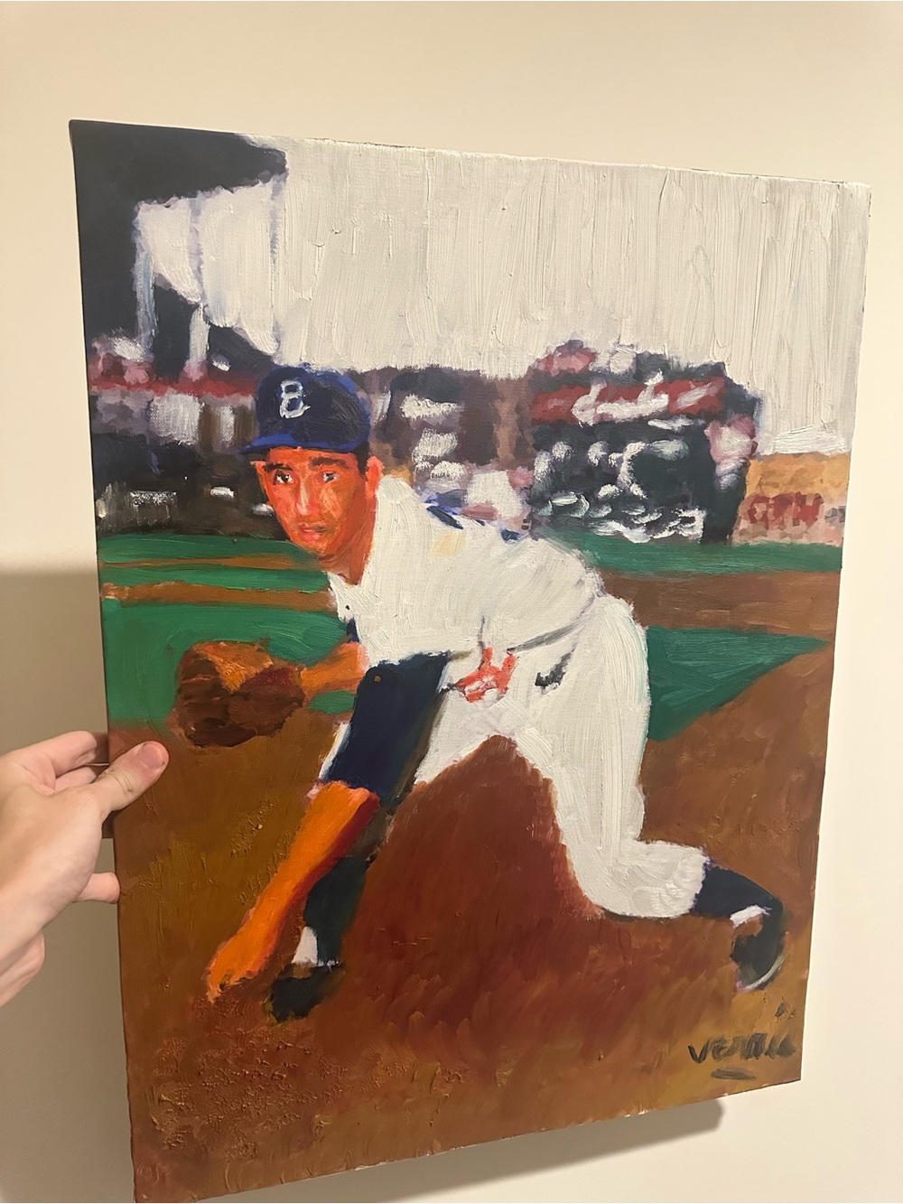 Sandy Koufax ebbets Field painting Hand-Painted Baseball Canvas Art 18x24